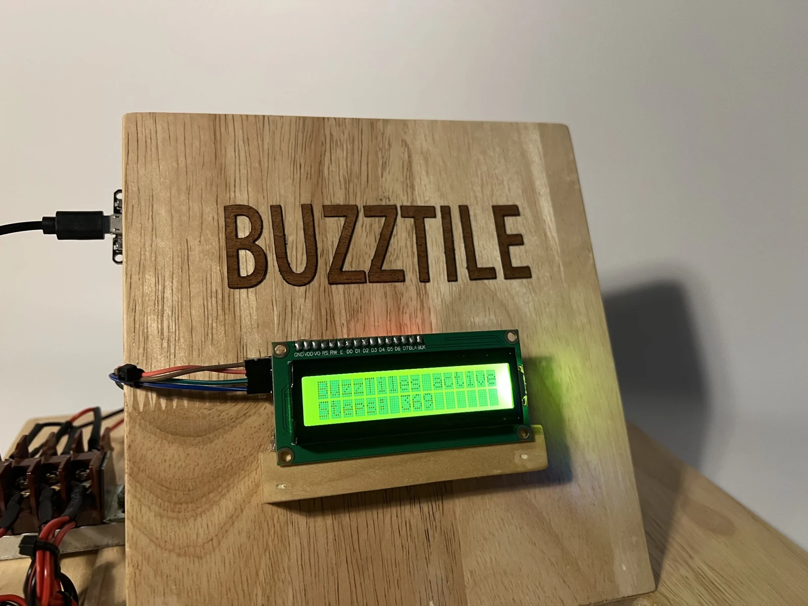 BuzzTile control unit displaying sensor readings