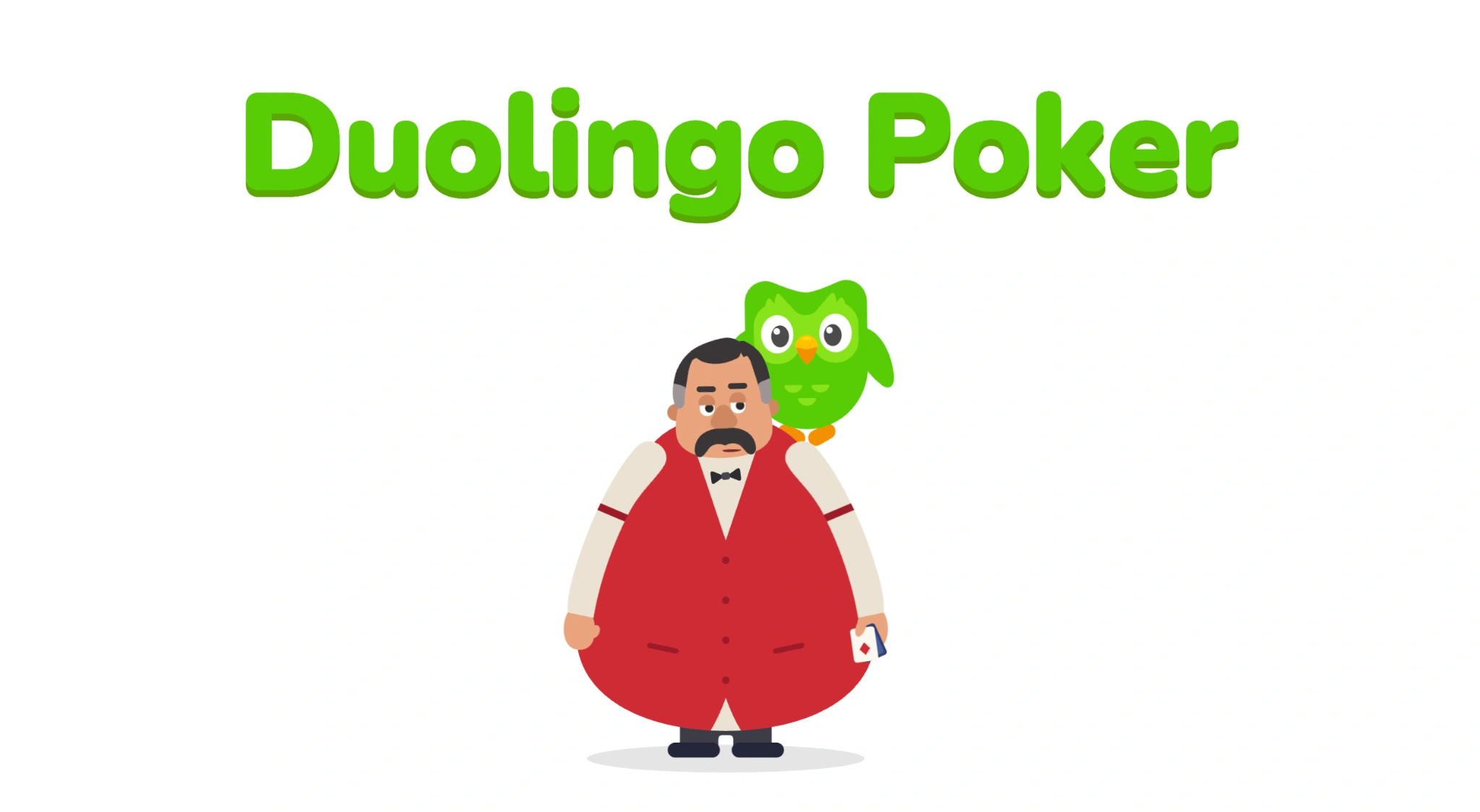 Duolingo Poker title with Tony and Duo
