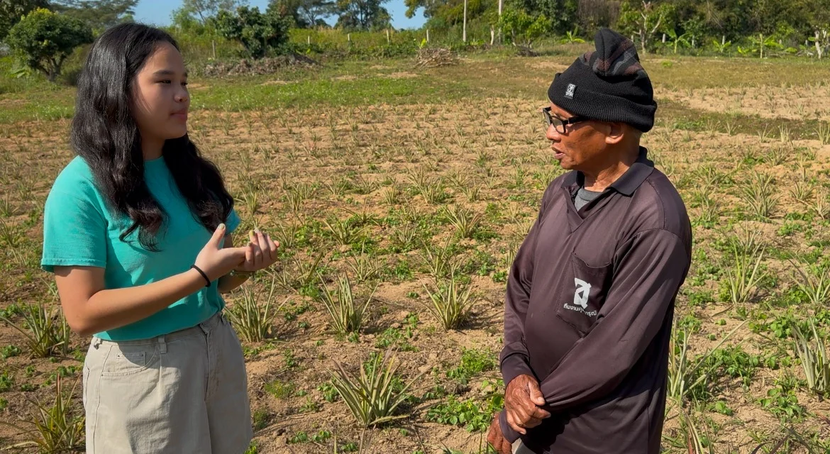 Talking with a farmer about pineapple waste