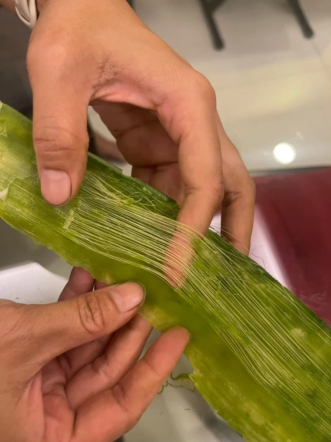 Working with pineapple leaf material