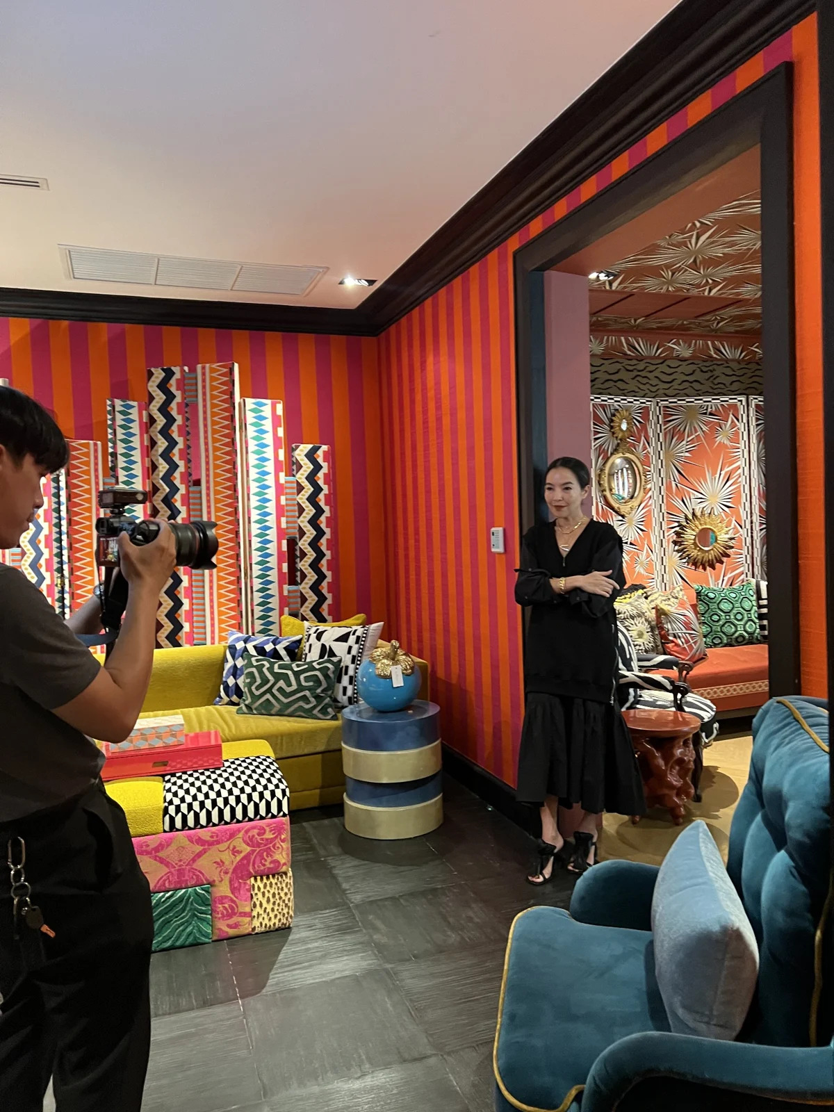 Working at a textile photoshoot