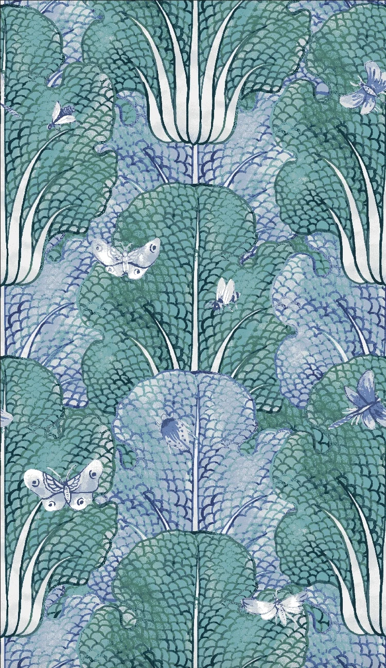 Green patterned textile