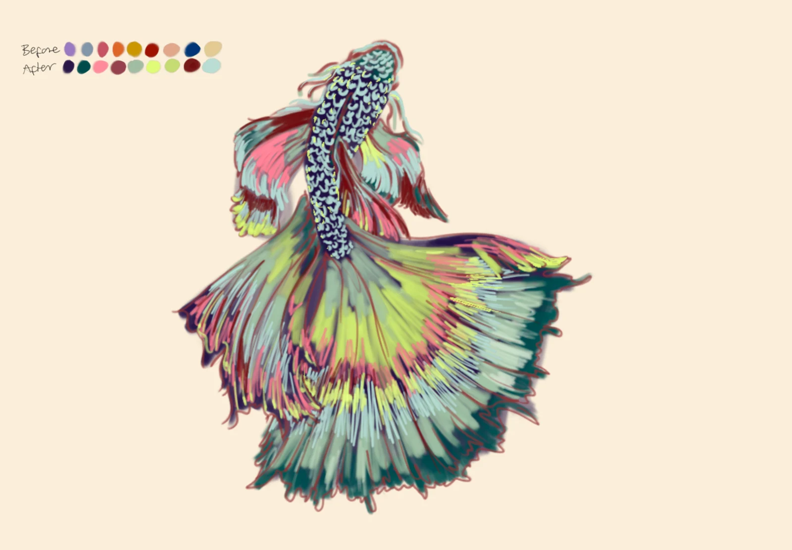 Illustrated fabric colorway study